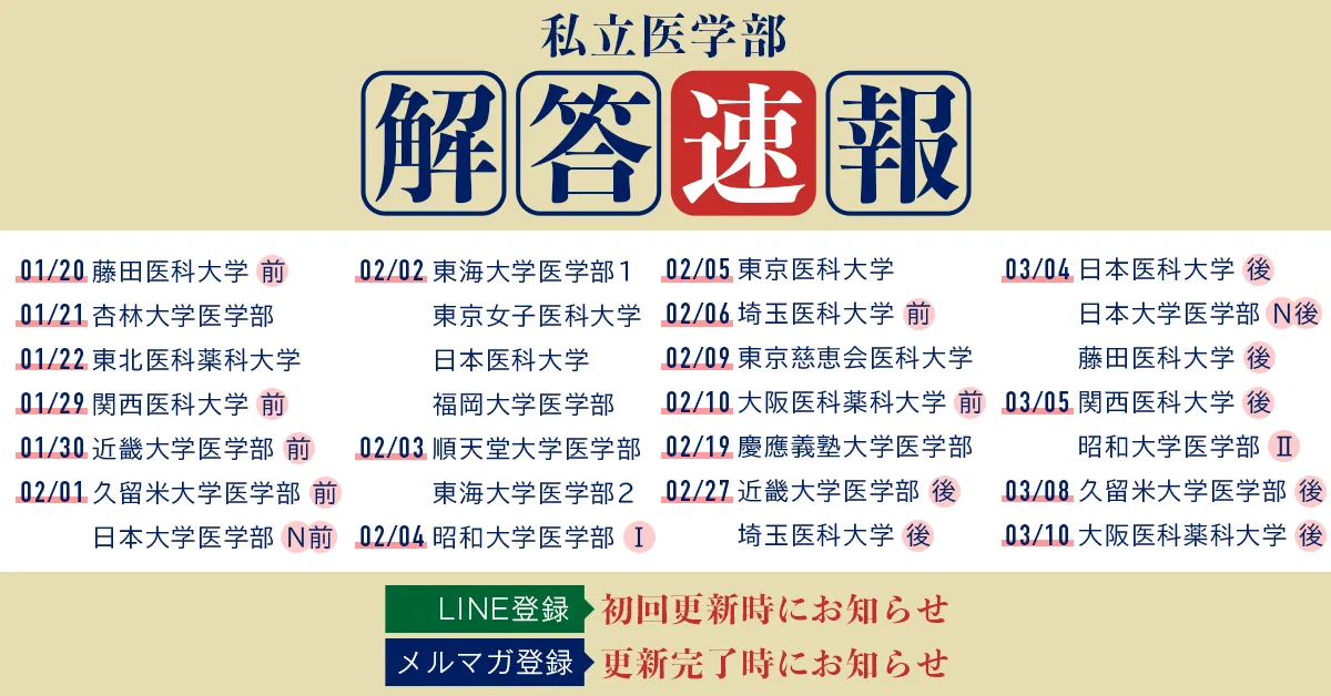 私立医学部解答速報 2022年度一般選抜