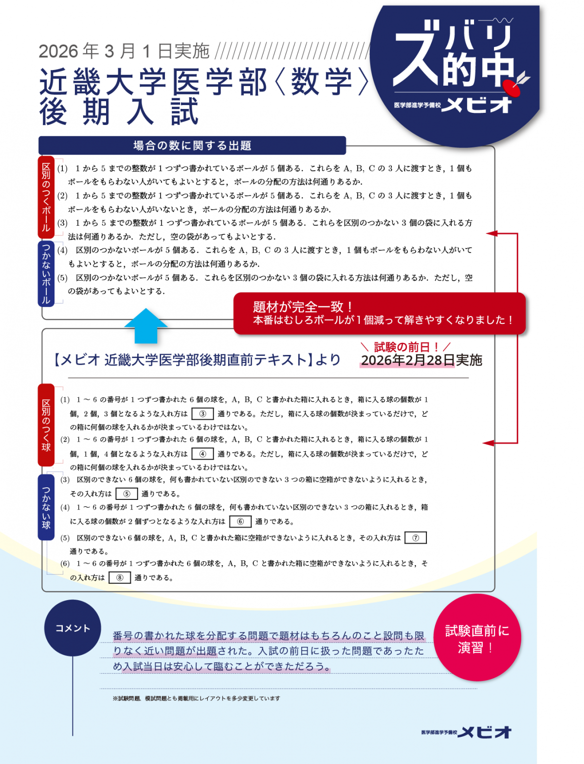 ズバリ的中近畿大学医学部後期