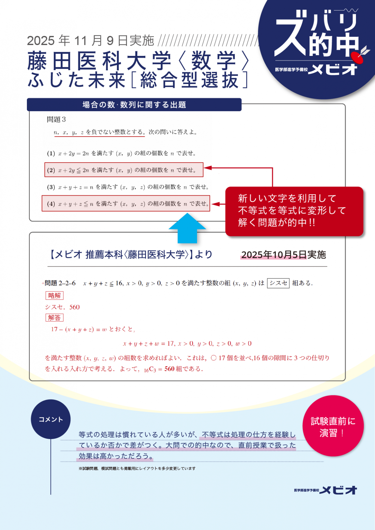 ズバリ的中藤田医科大学ふじた未来入試